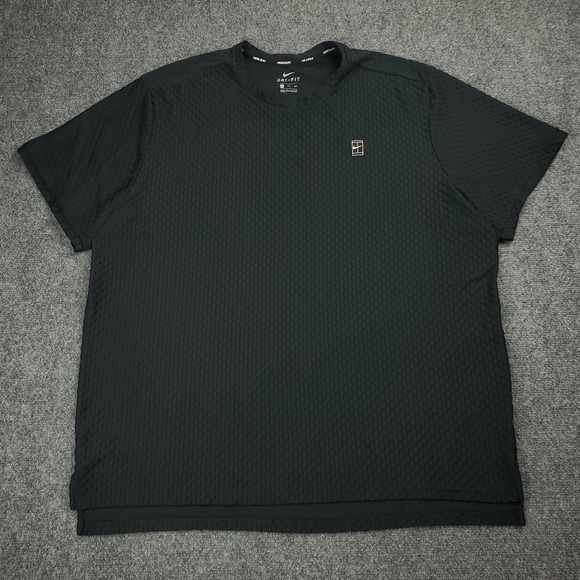 Nike Court T Shirt Mens 2XL Baseline Checkered Crew Dri Fit Tennis Performance - Picture 1 of 9